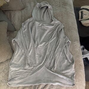 Gray Athleta Hooded Wrap Sweater